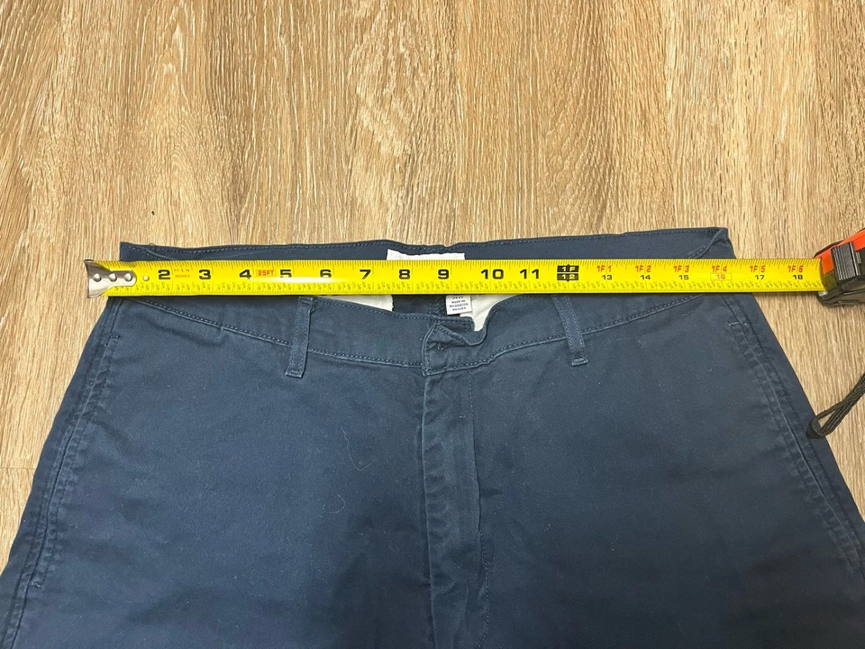 Pantalones cortos chinos Saddlebred para hombre frente plano talla 34 azul oscuro 6 en entrepierna algodón Foto 4 de 4