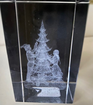 WEIHNACHTEN LASERGESCHLIFFENER KRISTALLBLOCK/BRIEFBESCHWERER FIGUR DEKORATIONEN VON LEONARDO LP7445