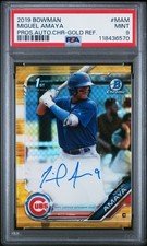 2019 BOWMAN PROSPECT AUTO CHROME GOLD REFRACTOR MIGUEL AMAYA 41/50 PSA 9 AUTO