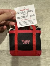 CH73 NWT TRADER JOE'S Red & Black Micro Tote Shopping Mini Grocery Bags