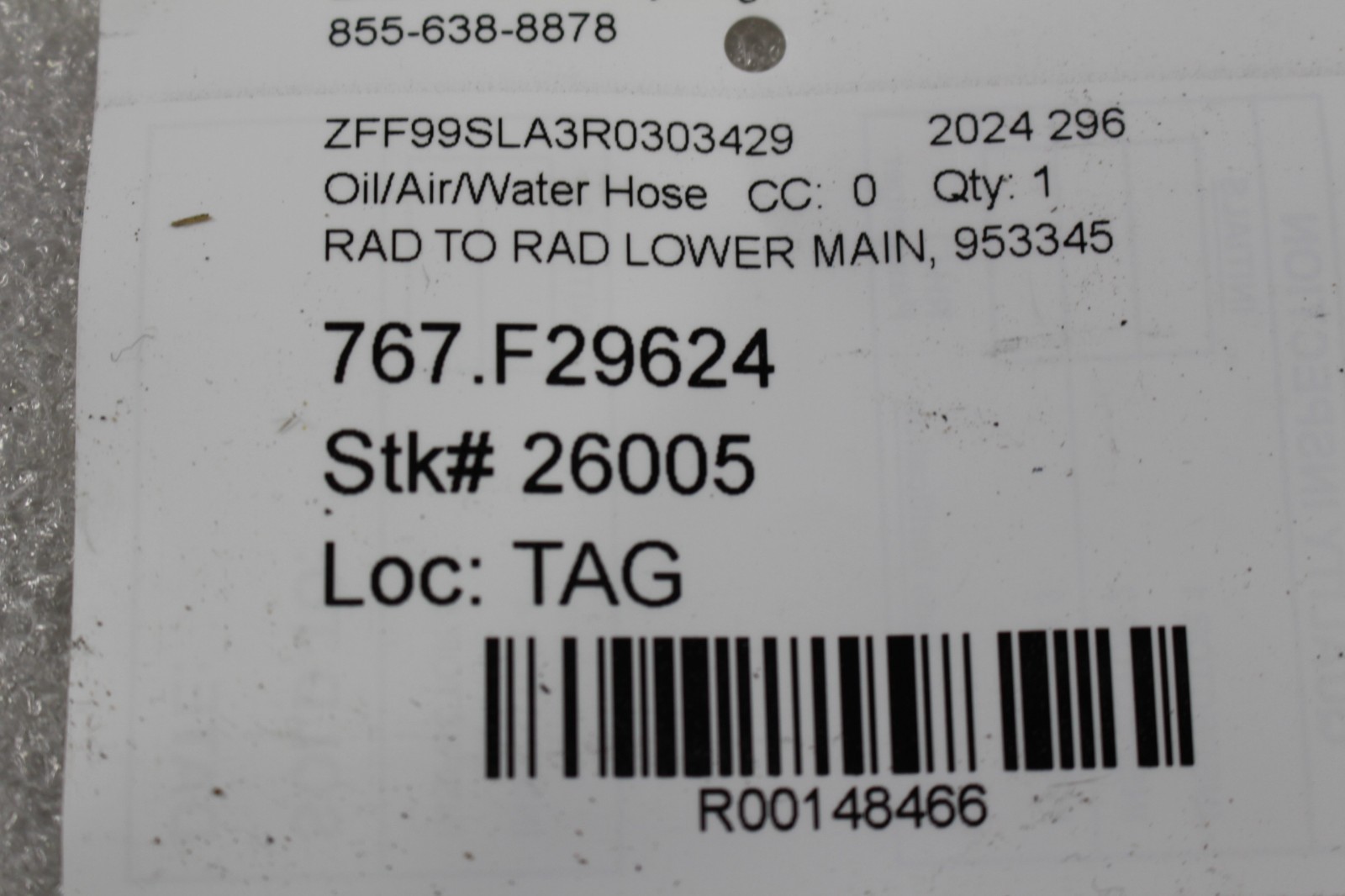 Ferrari 296 GTB Radiator hose connector P/N 953345