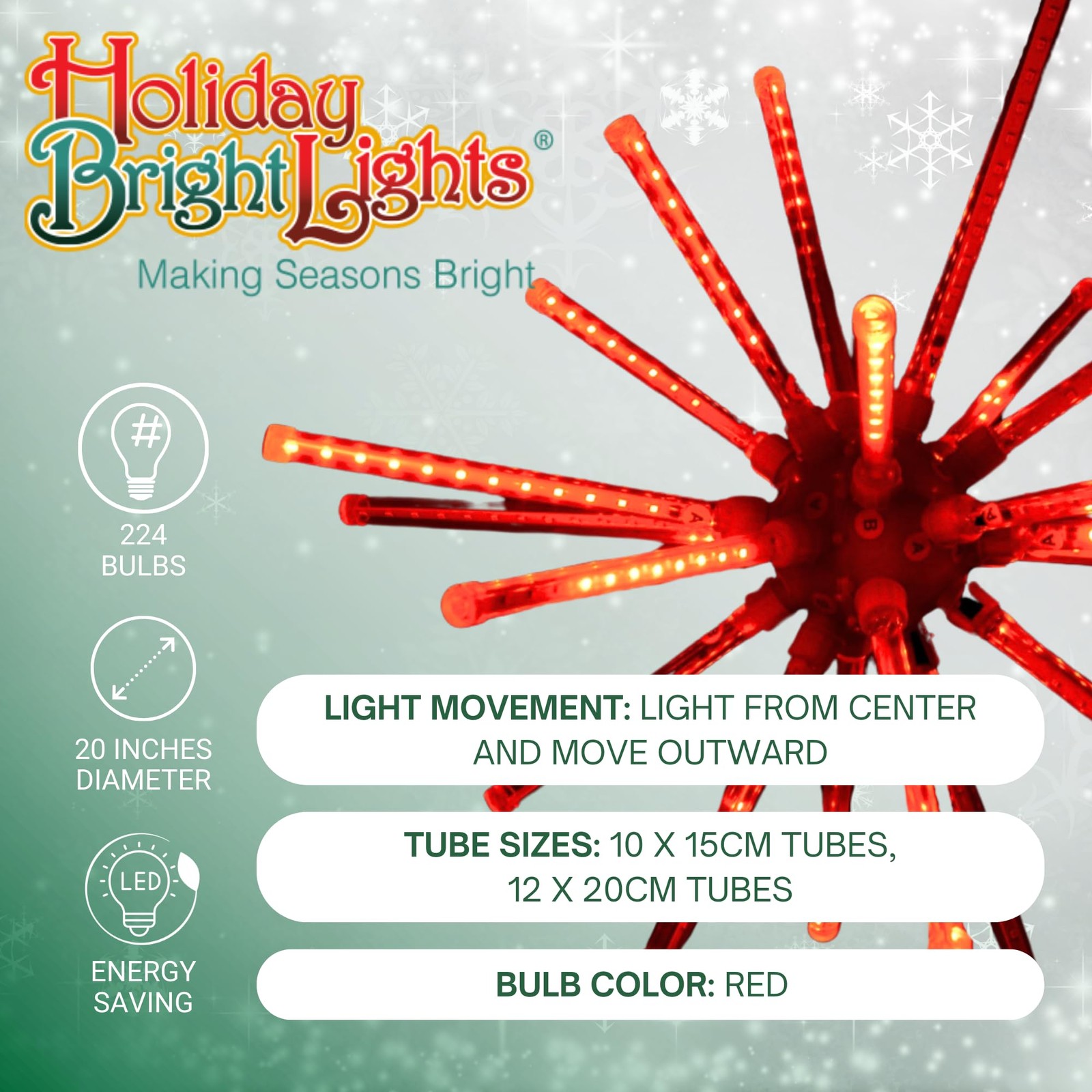 Holiday Bright Lights LED 20" Indoor/Outdoor Meteor Burst Combo A - Red