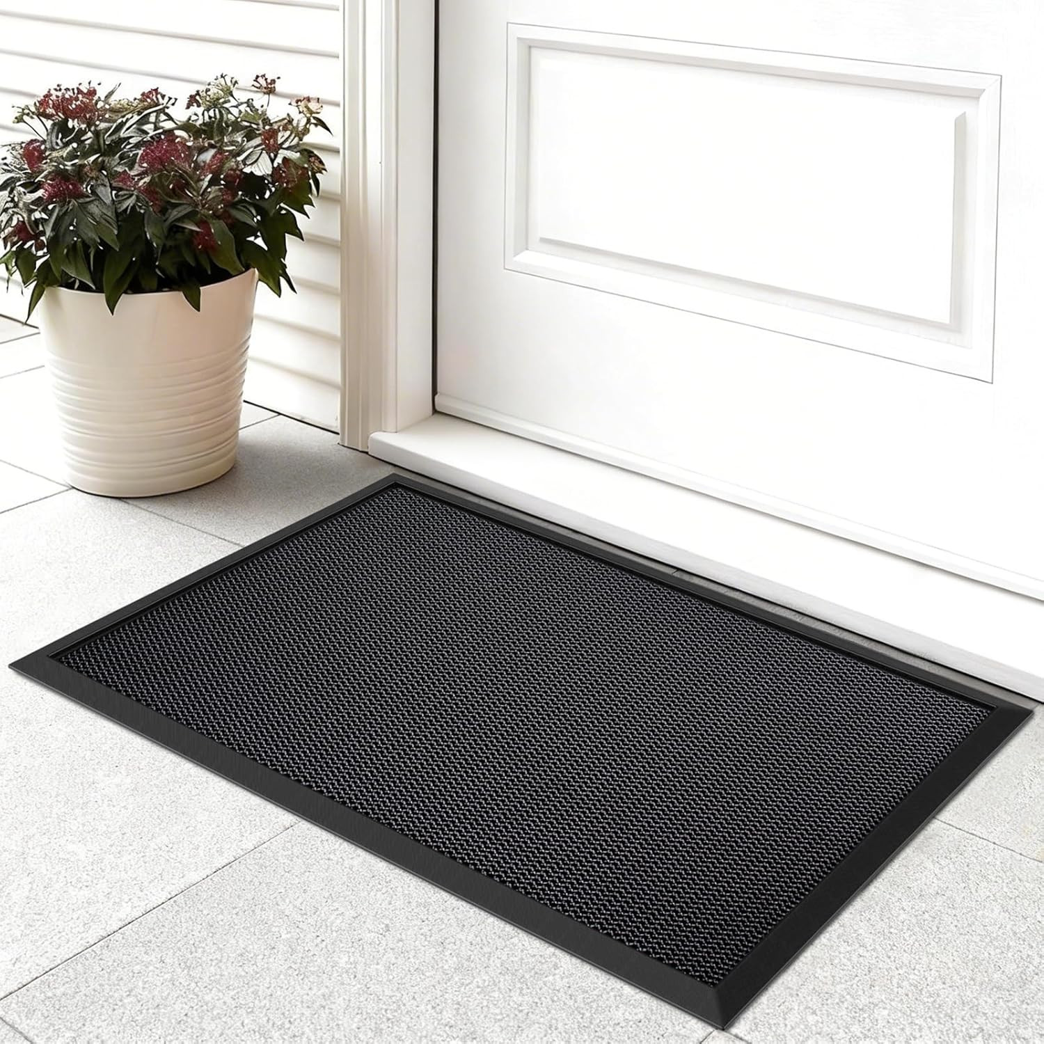 Paillasson exterieur haut de gamme en maille 3D drainante structuree 45x75cm