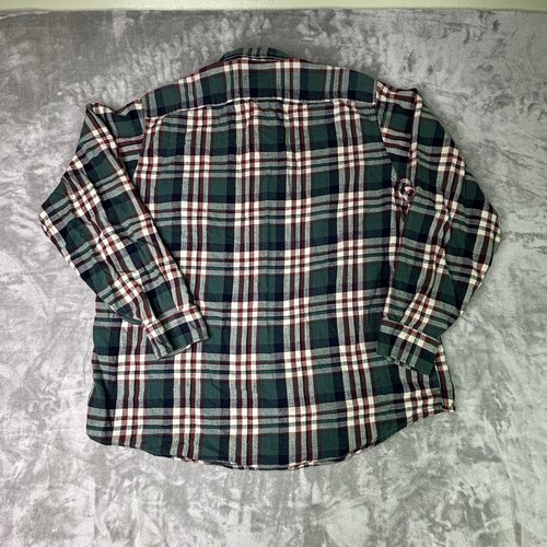 VTG 90s LL Bean Flannel Shirt Mens Large Green Plaid Freeport Maine USA Dad - Picture 3 of 10