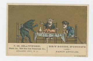Scheda pubblicitaria Mr Fancy Cancel J H Crawford Dry Goods Nozioni Atlantic City NJ #1797