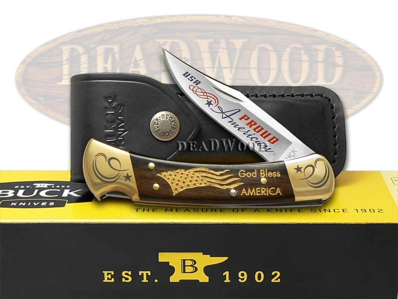 Buck 110 Folding Hunter Knife Proud American Ebony Wood 1/250 420HC Stainless - Image 4 of 4