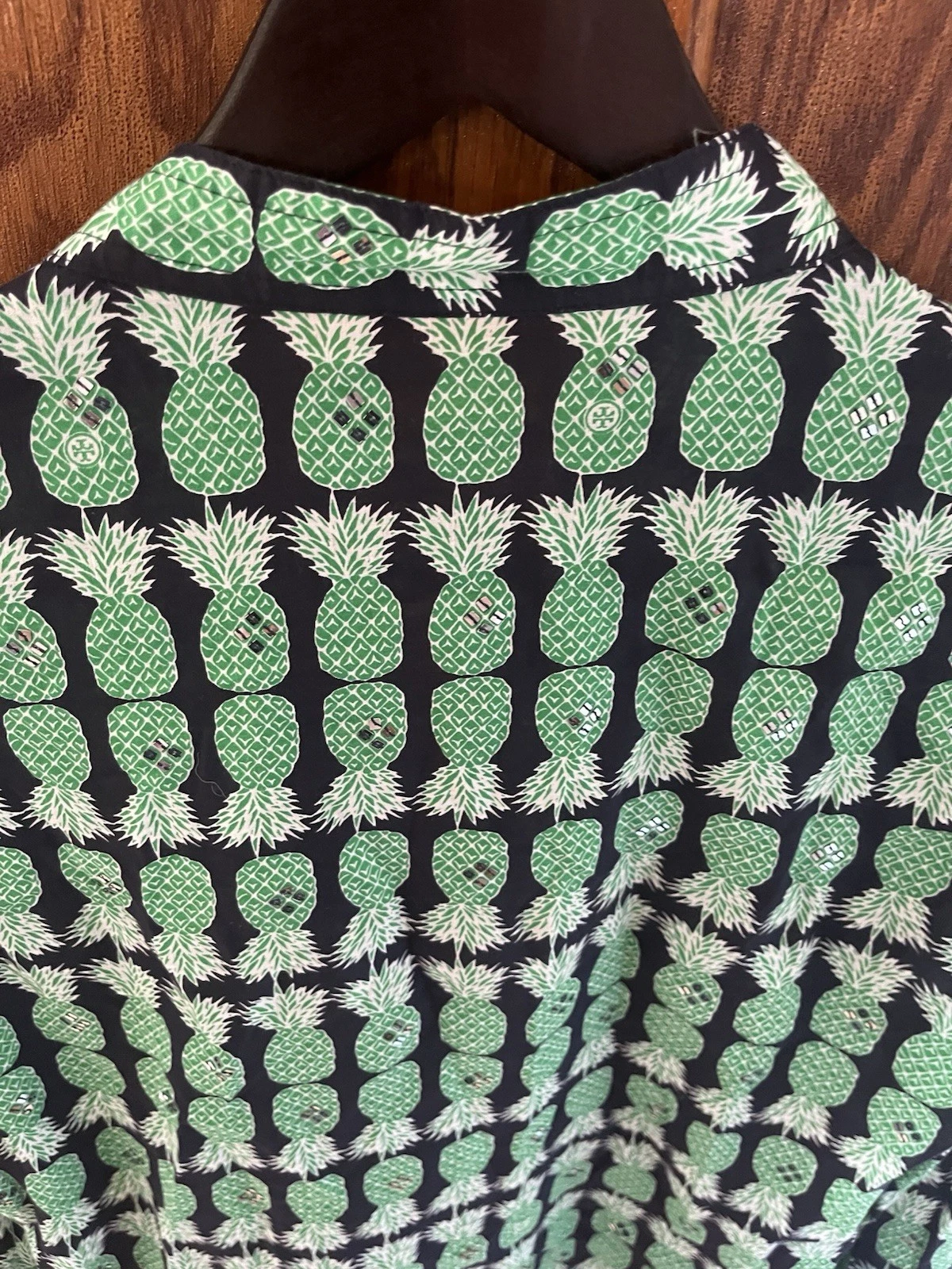 Tunica donna Tory Burch stampa floreale taglia 6 blu verde scollo a V manica svasata