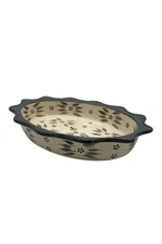 Temp- tations Old World 3-qt Scalloped Edge Oval Baker Grey