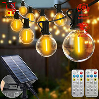 Solar Lichterkette AußEn 20M 25+2LED G40 Wetterfest Mit Fernbedienung 8 Modi