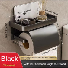 Toilet Paper Holder with Mobile Phone Storage Shelf Holders Wall Mounted Rack