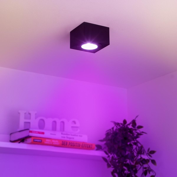 Flacher Aufbaustrahler Eckig IP44 Deckenleuchte - Farbe: Schwarz - Led Leuchtmit-image