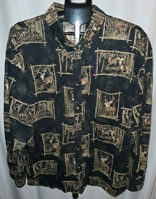 Bit & Bridle Deer Print Shirt Mens Size XL - Long Sleeve Button Up