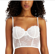 INC Women's Lace Bustier Lingerie, Created for Macy's - Washed White NWT
