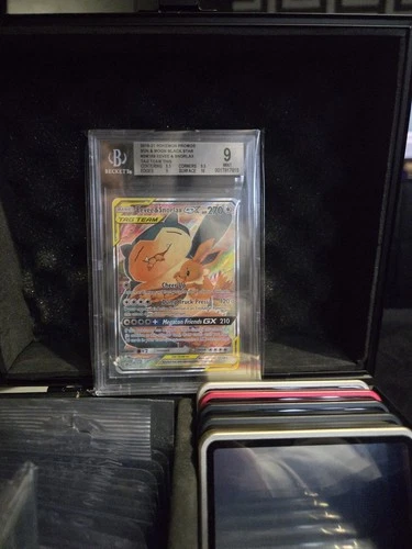 Pokemon Eevee & Snorlax Tag Team Gx Sm169 Tin Promo Beckett/BGS 9 W/Subgrades