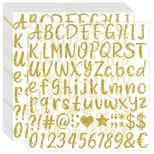 12Pcs Letter Stickers Sheets Alphabet Stickers Vinyl 1 Inch Stick on 15 Gold