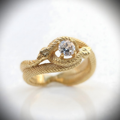 Moissanite Ouroboros 925 Silver Ring, Snake Eating Its Own Tail Sterling Silver