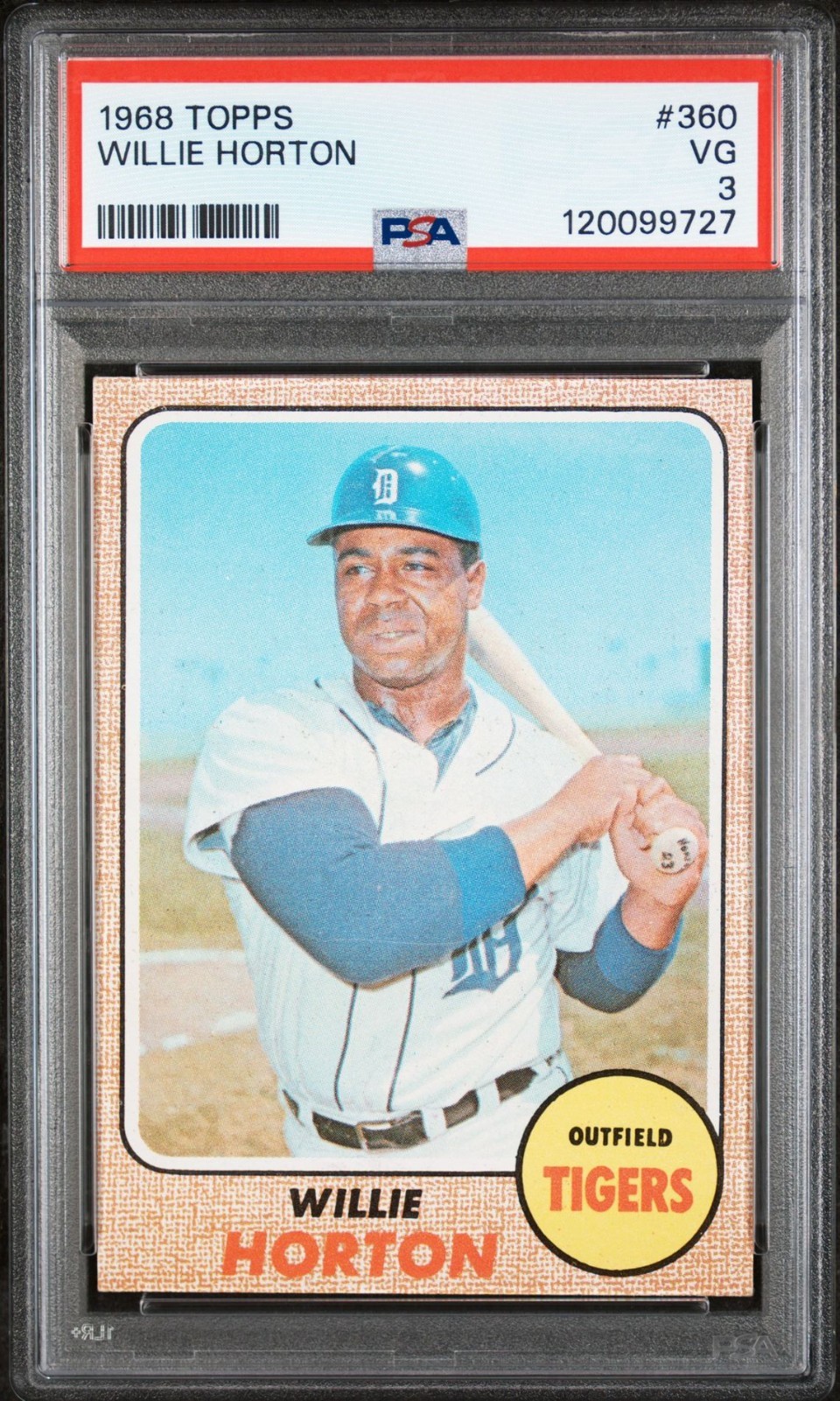1968 Topps #360 Willie Horton PSA 3 VG Detroit Tigers Vintage Baseball Card view 1
