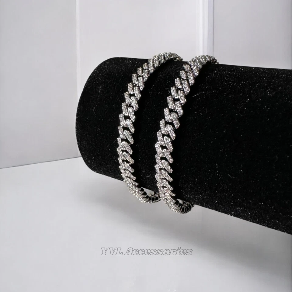 Pulsera de eslabones cubanos Moissanite 8 mm - ICED OUT VVS1 - Certificado Gra + Probador de paso Foto 2 de 4