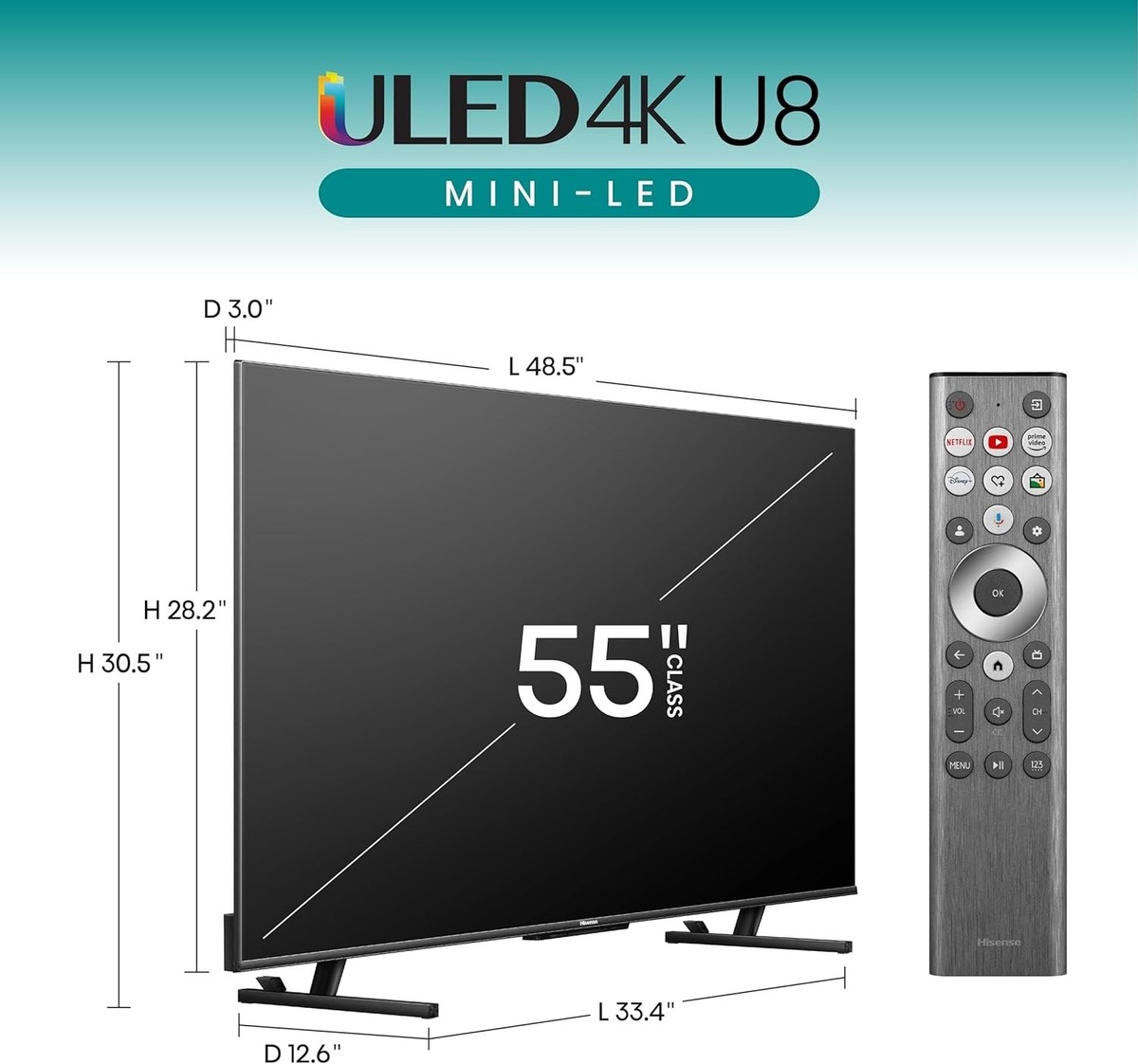 [未開封品]Hisense U8N 55V型 Mini LED テレビ ハイセンス 55U8N [55インチ] 価格比較 - 価格.com