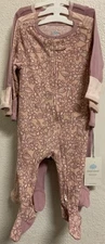 🪼 Cloud Island Baby Girl 6-9 Months 3Pc Purple Flowers & pink Sleep/ Play🆕