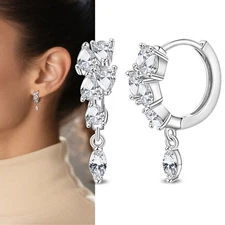 PANDACH 925 Sterling Silver Crystal CZ Teardrop Earrings For Women Jewelry Gifts