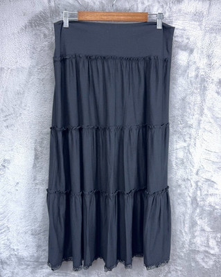 VTG Tracy Evans Dark Fairy Grunge Tiered Lace Trim  Maxi Skirt L Y2K Whimsigoth