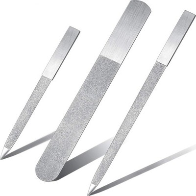 3 Pcs Metal Diamond Nail File Set for Women Men Stainless Steel Metal Double ...
