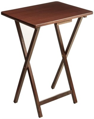 Rubberwood Folding TV Tray Table, Walnut, 19'' x 14.5'' x 26''