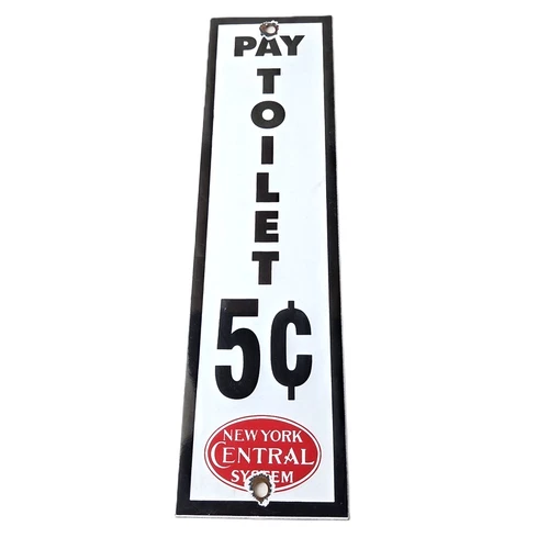 Vintage New York Central System Sign - Train Rail Porcelain Station Toilet Sign