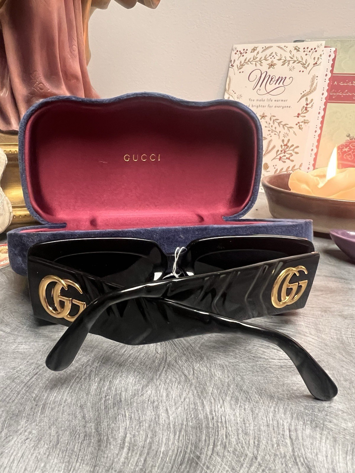 Black Rectangular Frame Gucci Sunglasses with GG … - image 3