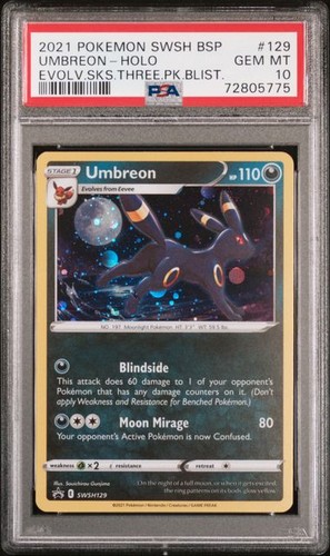 2021 Umbreon Pokémon SWSH Evolving Skies Black Star Promo #129 NM PSA 10