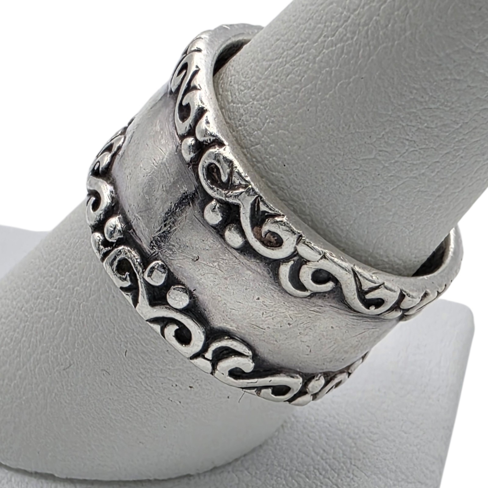 Solid Sterling Silver 925 Wide Band Ring Size 8.7… - image 1