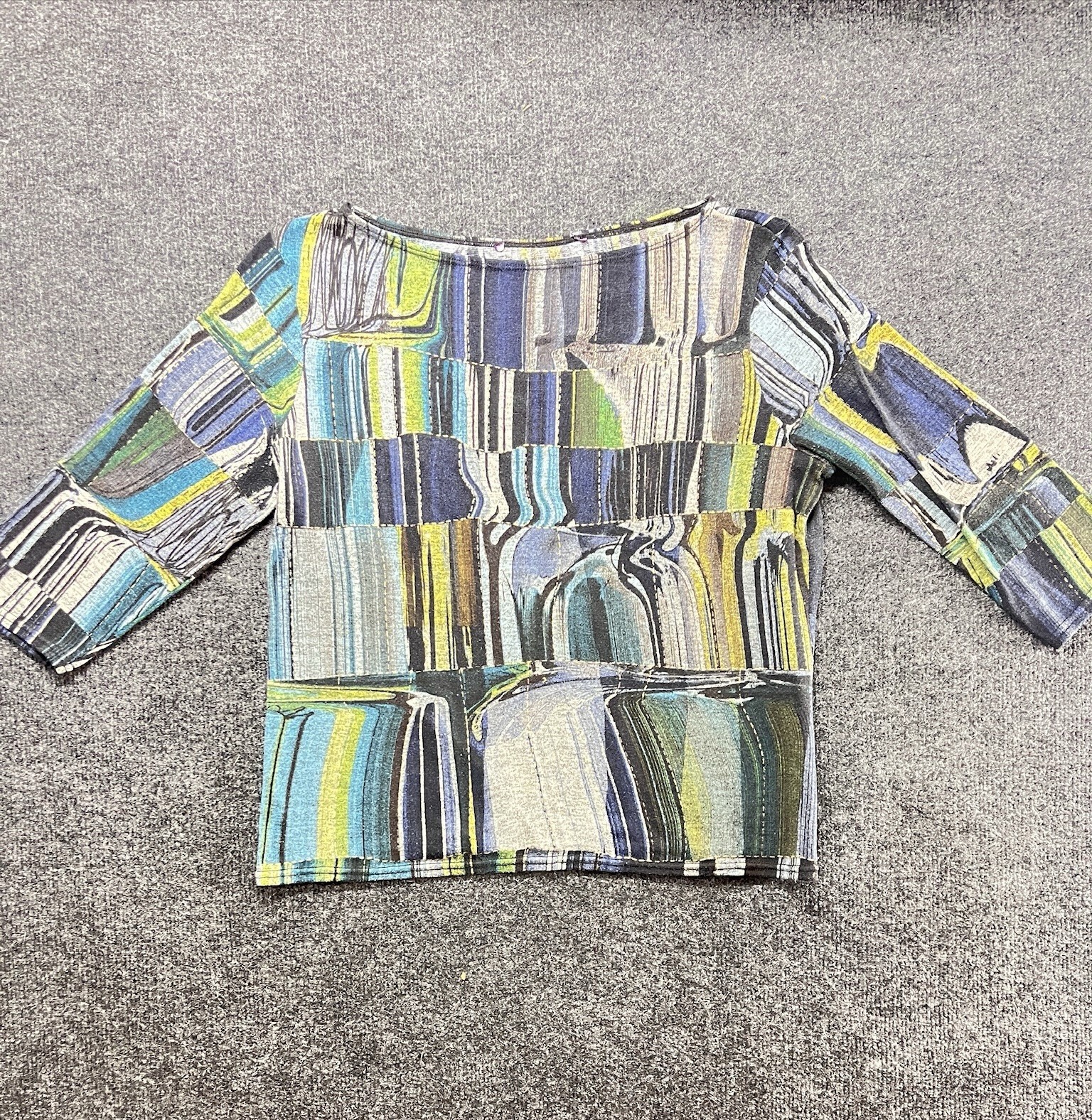 Women’s M Patchwork Top Multicolor Boho Artsy Ray… - image 1