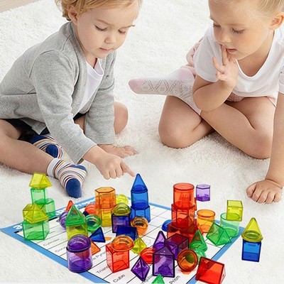60 Stück Geometrische Volumenkörper Geometrische Formen Blöcke Muster 3D Formen Sortieren