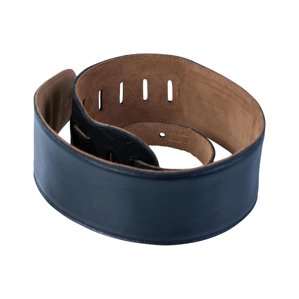 Correa de bajo ajustable de cuero negro con respaldo de gamuza acolchada de 36 a 52 pulgadas Foto 3 de 4