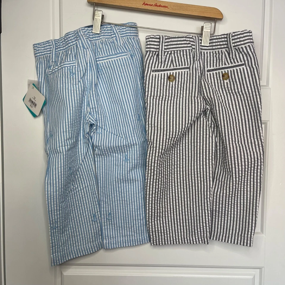Pantalones a Rayas Kelly's Niños y Guardería Rima Seersucker Niños 3 Anclas Algodón Foto 3 de 4