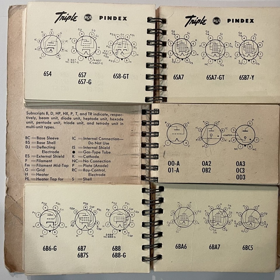 RCA Triple Pendex Recieving Tube Base Diagram Guide 1950 vacuum tube