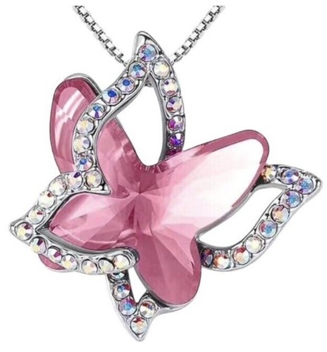 Beautiful Temperament Crystal Butterfly Necklace Jewelry Gift - 第 2/4 張圖片