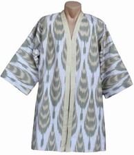 UZBEK AMAZING COTTON IKAT ADRAS - WOMEN CARDIGAN JACKET CHAPAN ROBE