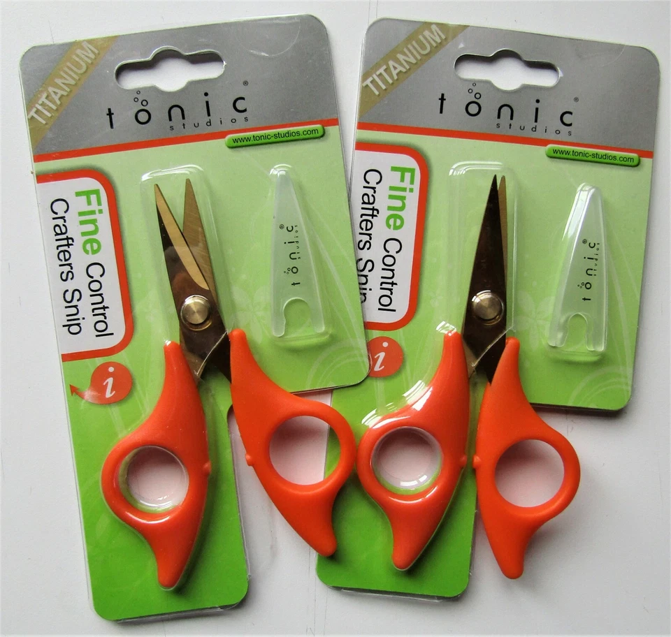 3 pair Tonic Studios Fine Control Crafters Snip Titanium Blades Orange Handle - Image 3 of 4