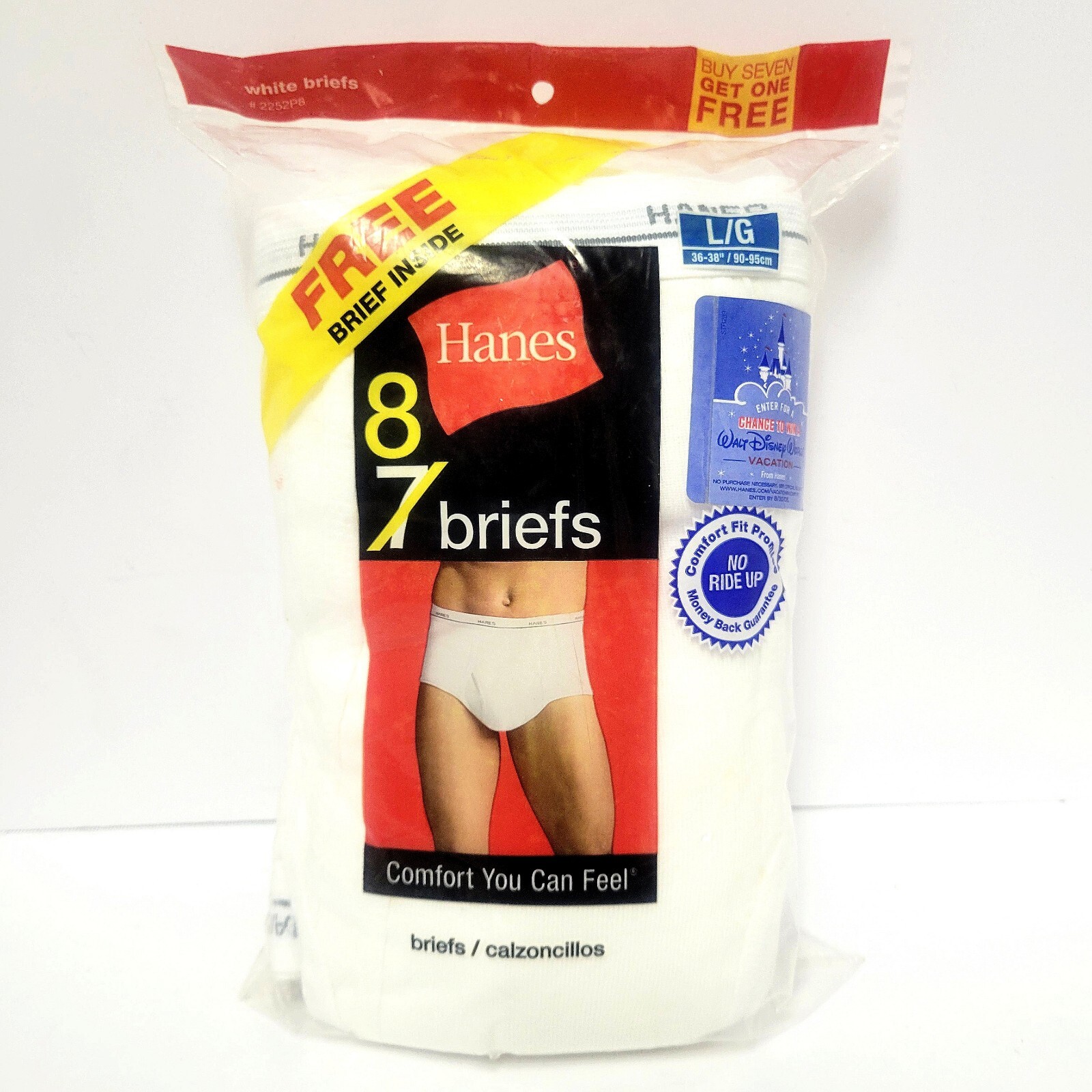 Vtg Hanes Briefs 8 Pk No Ride Up L 36-38 Underwear 2007 RN15763 Tighty Whities