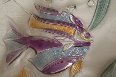 Mikasa Studio Nova Colorized Crystal Tropical Fish Dish Bowl Waved Edges -Large 