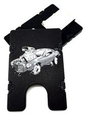70 Camaro Cartoon, Billet Vault Aluminum Wallet,RFID protection, Black anodized