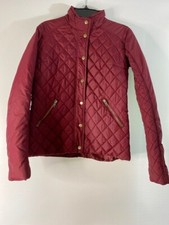 Just Fab Extra Small Quilted Burgundy Snap Front Jacket