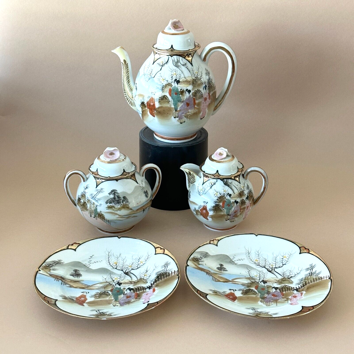 Vintage Japanese Tea Set, UEDA Eggshell Porcelain Hand