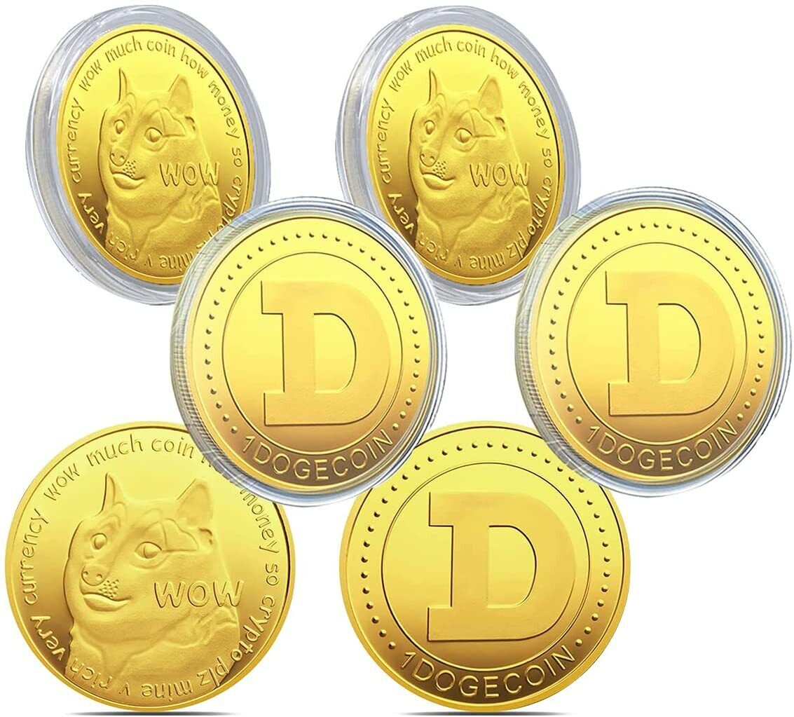 6 Pcs Dogecoin Coins Commemorative Physical Crypto Gold ...