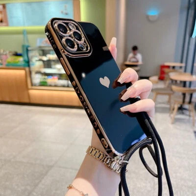 Für iPhone Handy Hülle mit Band Handykette Schutzhülle Kordel Case Umhängen Seil - Bild 1 von 4