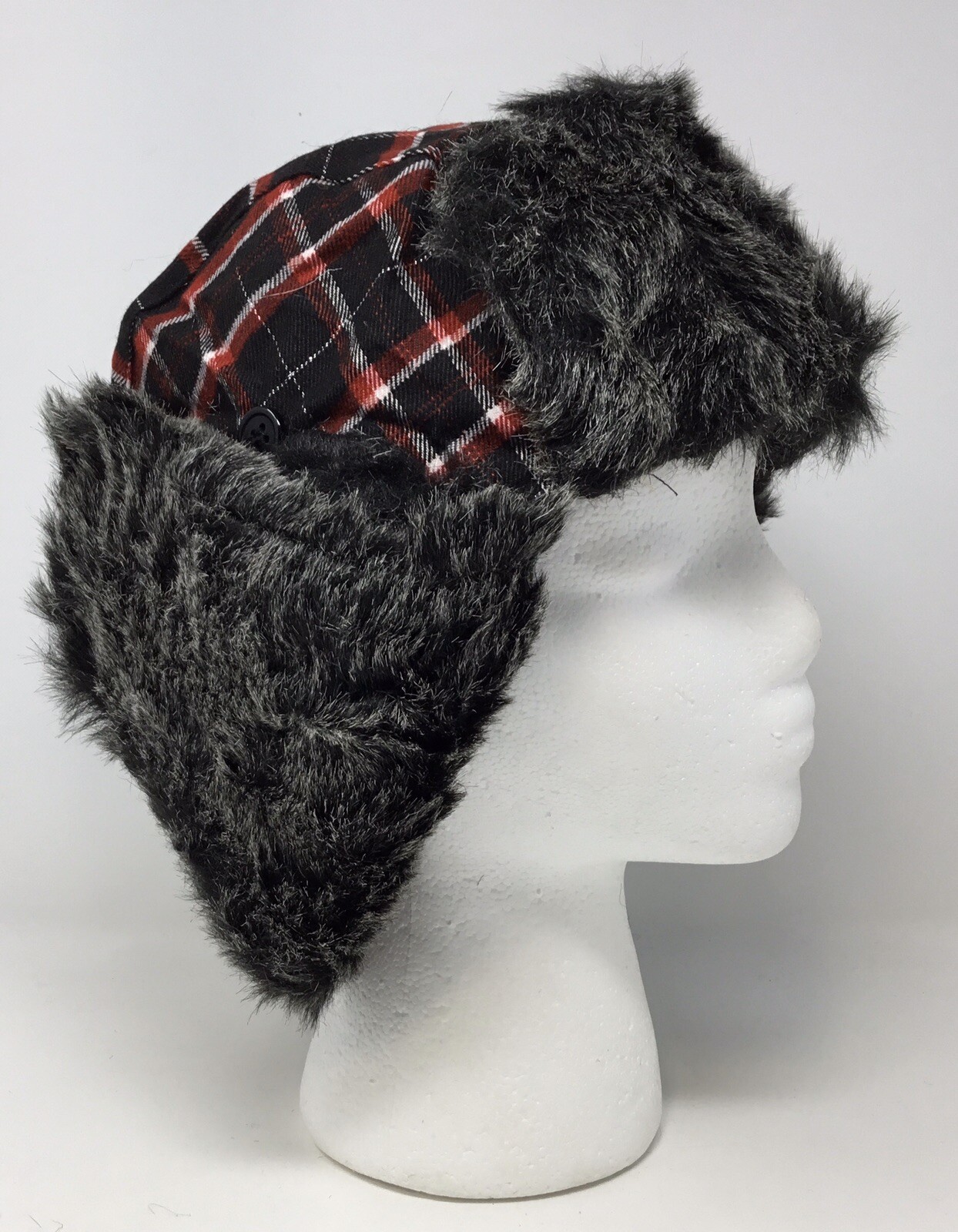 Winter Plaid Faux Fur Trapper Hat 
