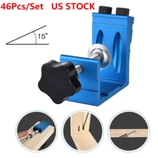 46Pcs/Set Pocket Hole Jig Dowel Drill Joinery Screw Carpenter Woodwork Angle Kit