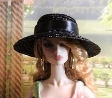 Perfectly Posh Black straw hat for FR, Barbie